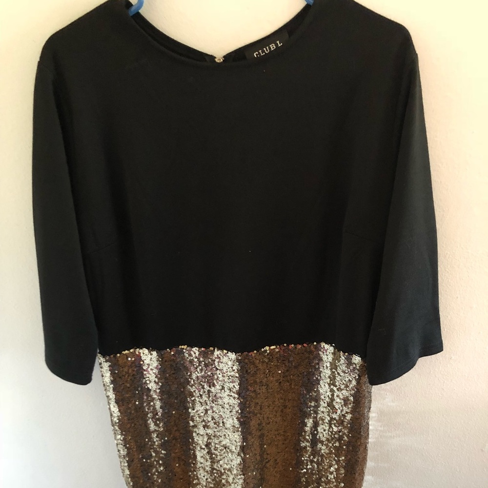 Black and gold sequin ASOS dress
